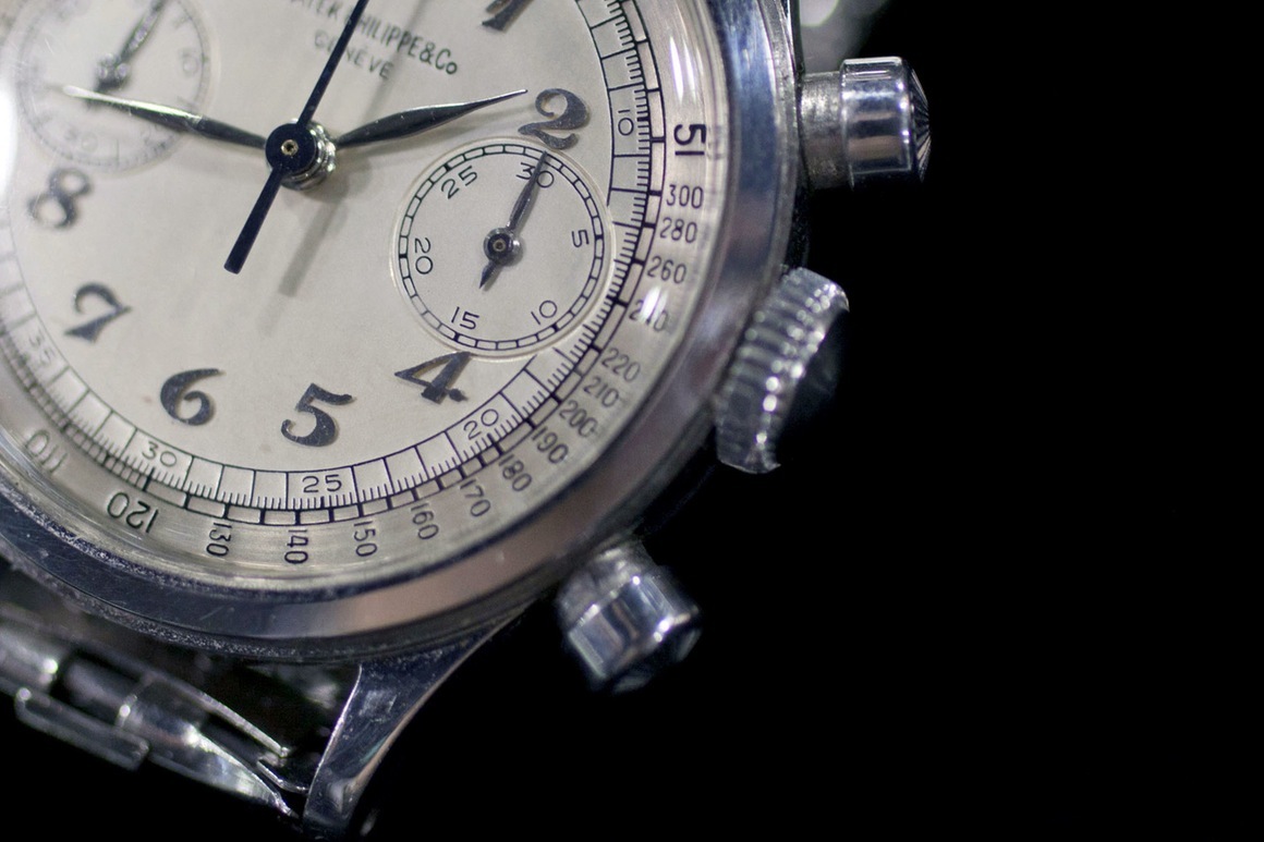Patek waterproof chronograph 1463 in stainless steel hands