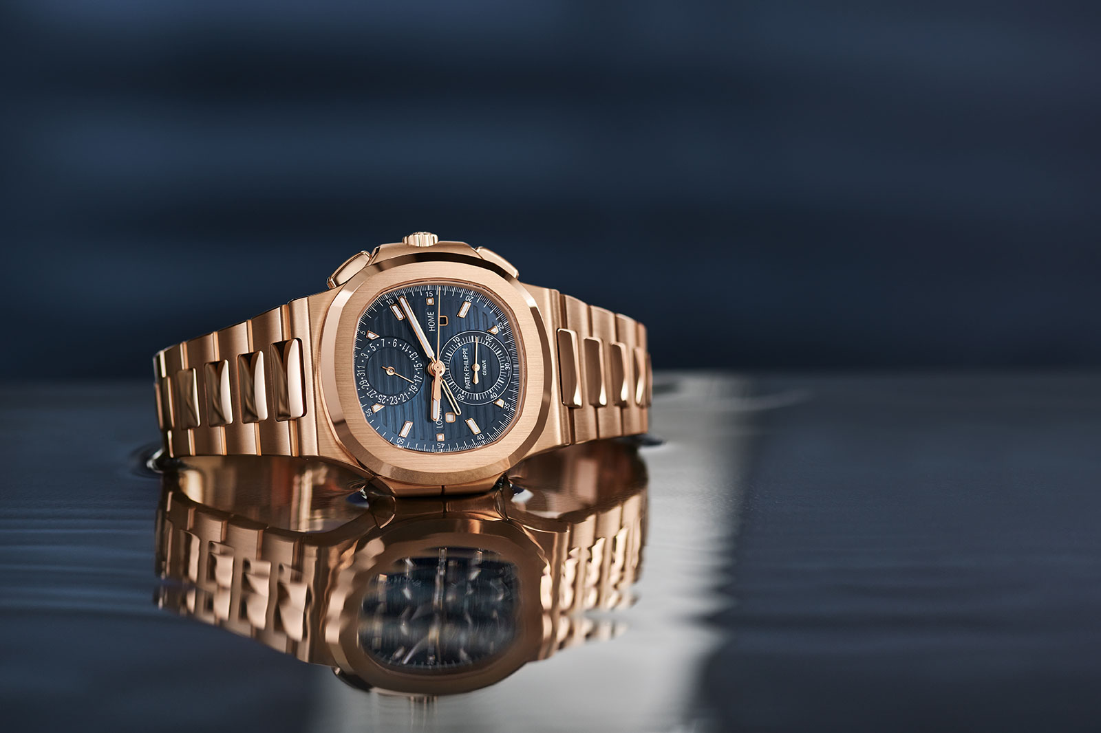 Patek Philippe Nautilus Chronograph Ref. 5990/1R Replica Watch in Rose Gold